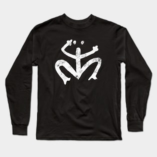 Taino Coqui Symbol - White Print - Distressed Look Long Sleeve T-Shirt